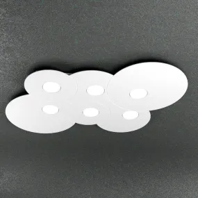 Cloud Deckenleuchte aus weißem Metall mit LED, 6-flammig, flach.