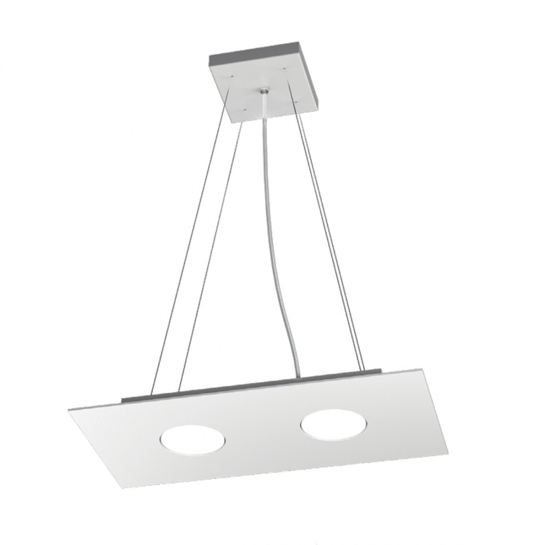 Lustre led rectangulaire en métal blanc, 3 lumières sans conducteur.