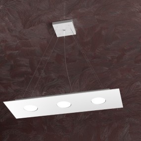 Lustre led rectangulaire en métal blanc, 5 lumières sans conducteur.