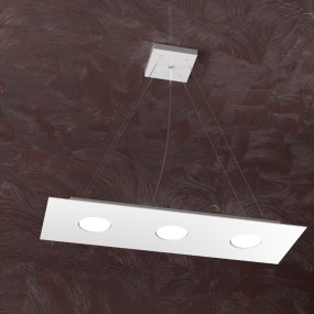 Lustre led rectangulaire en métal blanc, 5 lumières sans conducteur.