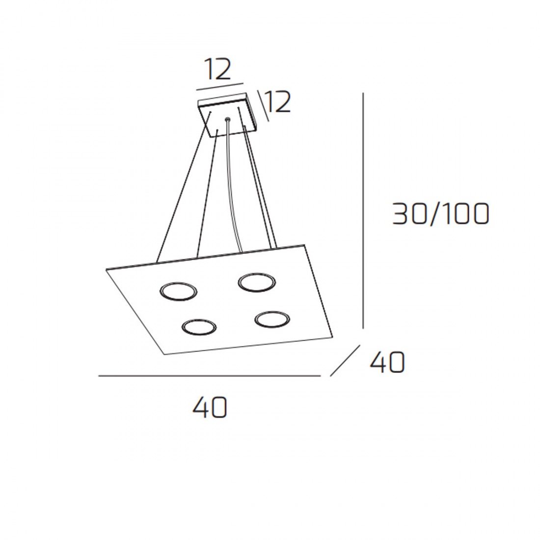 Quadratischer weißer LED-Kronleuchter aus Metall, 6 Lichter ohne Treiber.