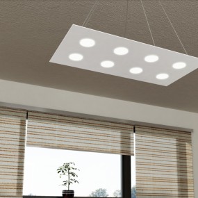 Lustre led rectangulaire en métal blanc, 11 lumières sans conducteur.