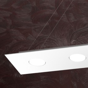 Lustre led rectangulaire en métal blanc, 4 lumières sans conducteur.