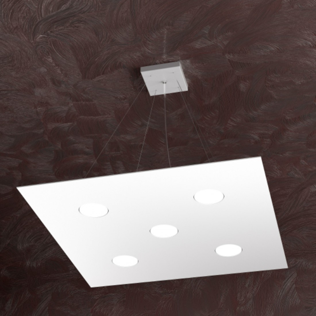 Quadratischer weißer LED-Kronleuchter aus Metall, 7 Lichter ohne Treiber.