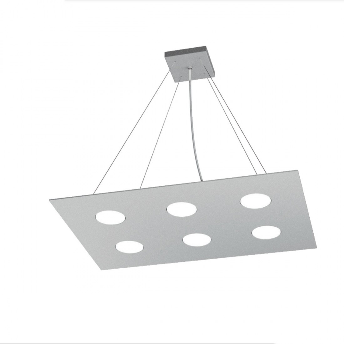 Lustre led rectangulaire en métal blanc, 6 lumières sans conducteur.