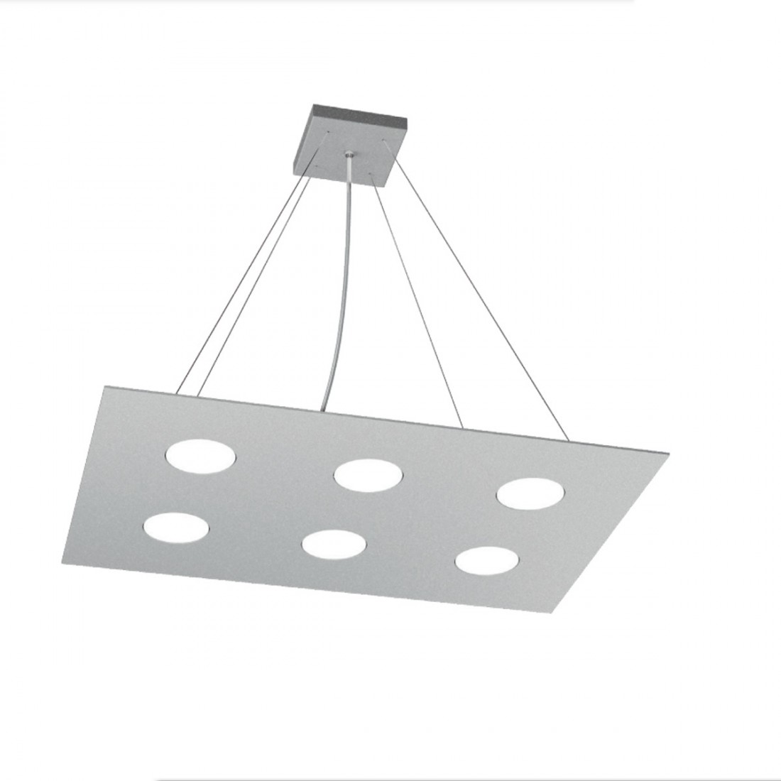 Lustre led rectangulaire en métal blanc, 6 lumières sans conducteur.