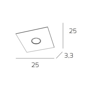 Quadratische Deckenleuchte aus weißem Metall mit LED, 1-flammig, flach.