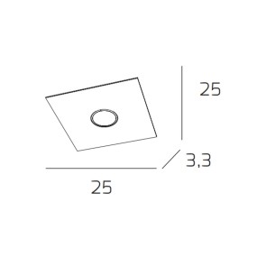 Quadratische Deckenleuchte aus weißem Metall mit LED, 1-flammig, flach.