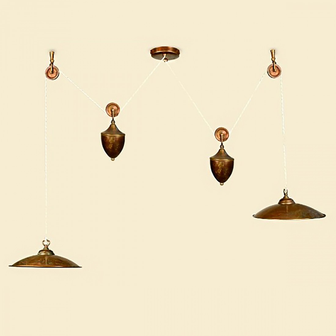 BA-ELISALI hauts et bas 2 lumières suspension rustique intérieur laiton E27
