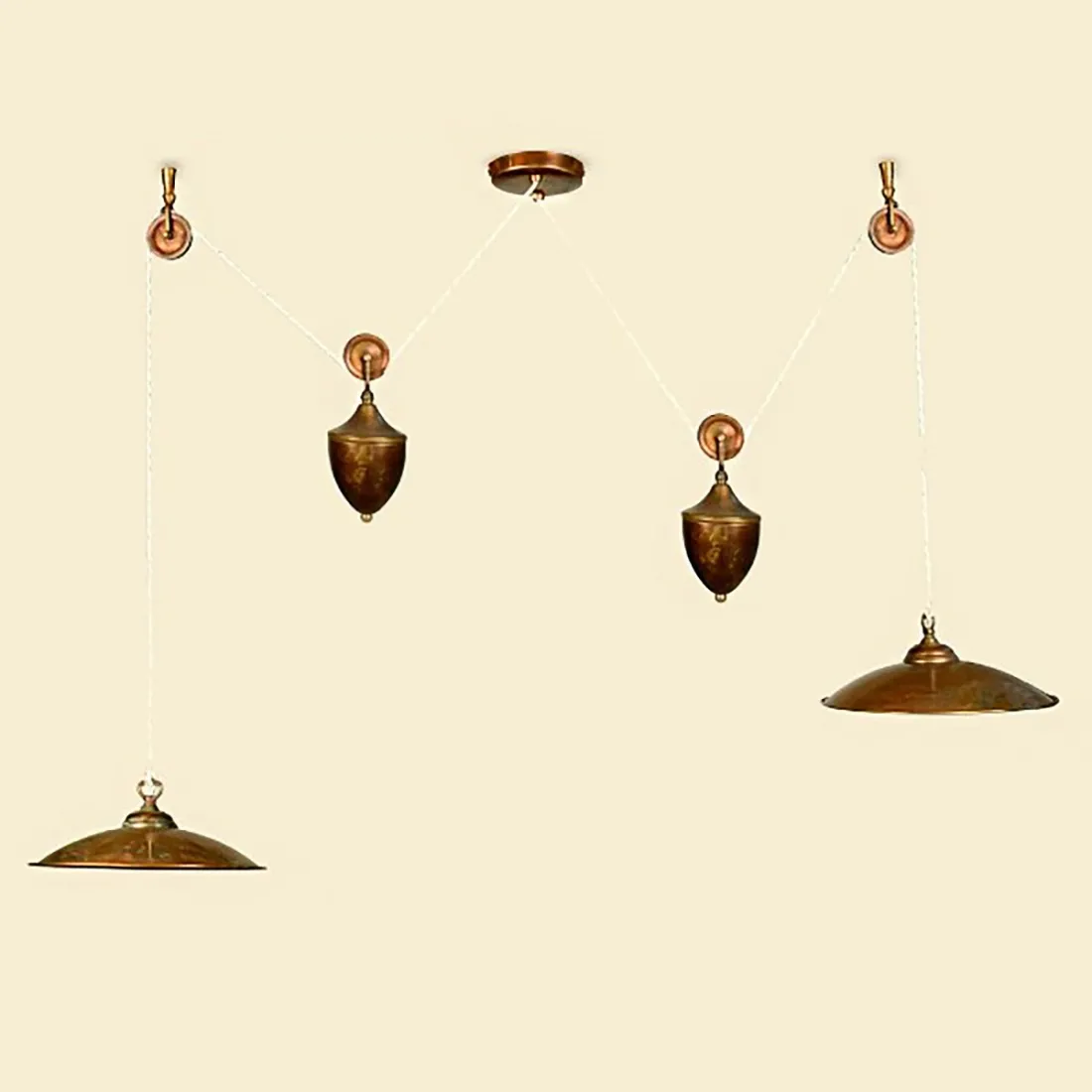 BA-ELISALI ups and downs 2 Lichter rustikale Aufhängung innen Messing E27