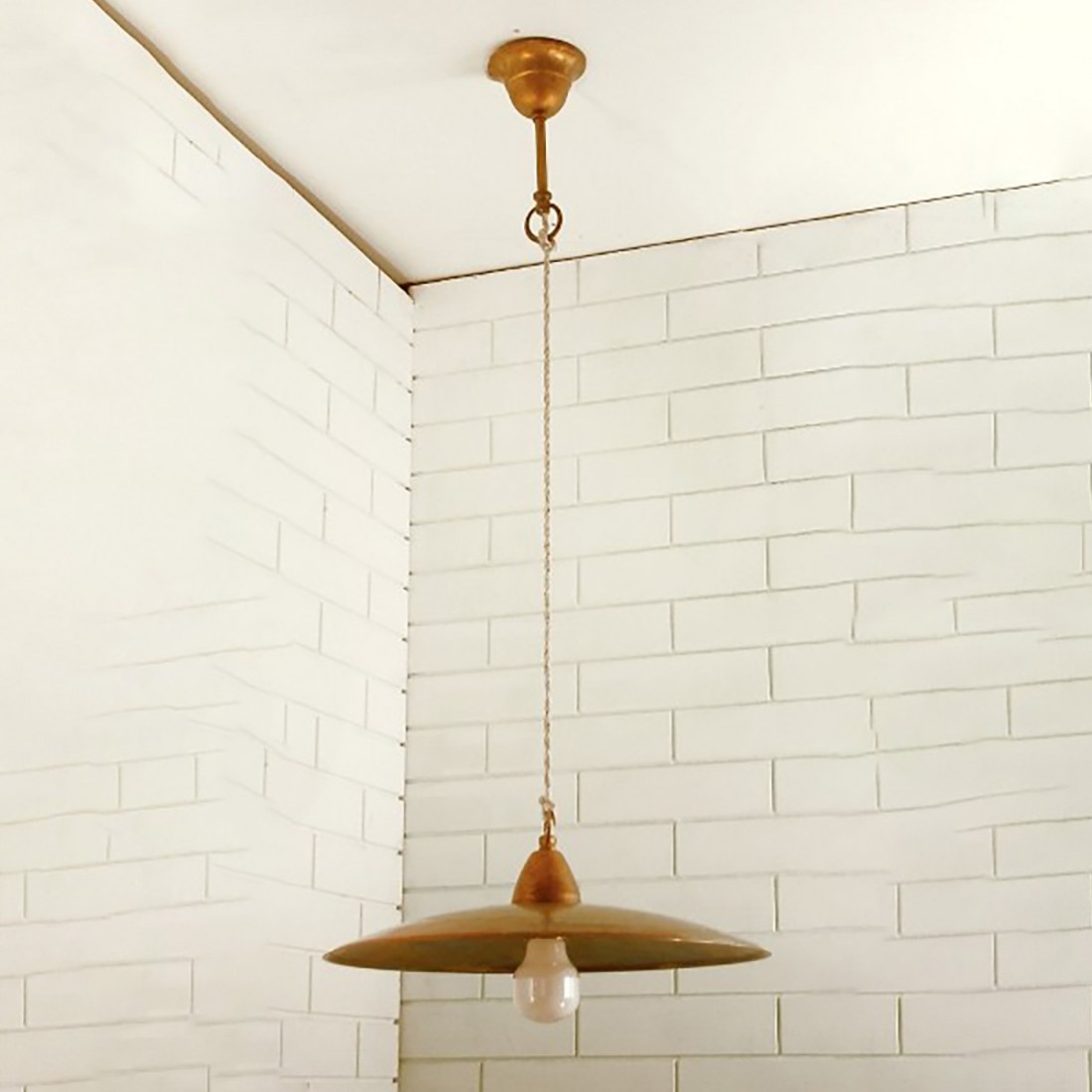 BA-ELISOP 35 suspension rustique avec intérieur laiton vieilli E27