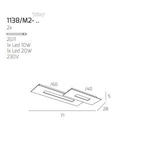 Plafonnier, plafonnier, Wally 1138 M2 Modern Top Light