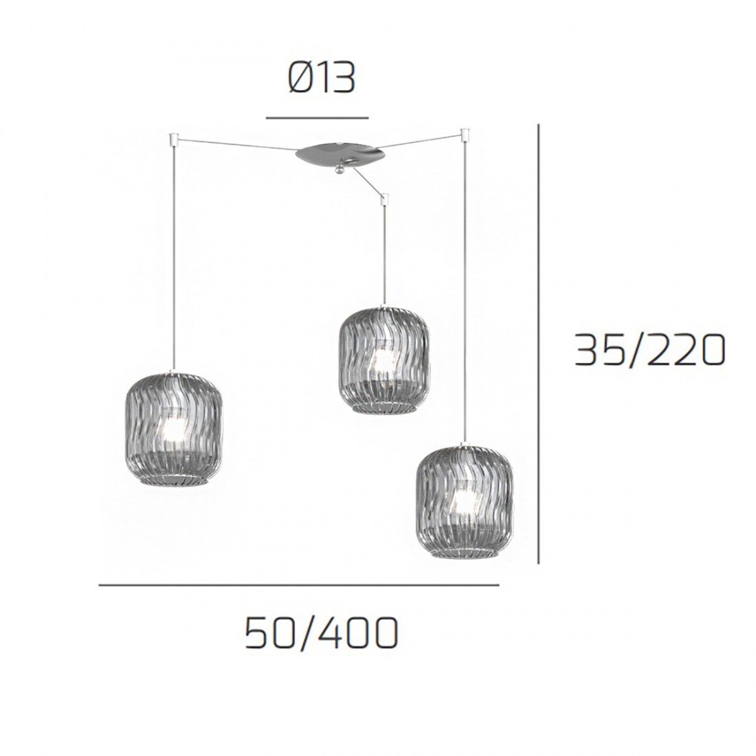 Lampadario moderno Top Light TENDER 1181 CR S3 S FU E27 LED
