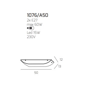 Top Light LINEAR 1076 A50 E27 LED aplique moderno