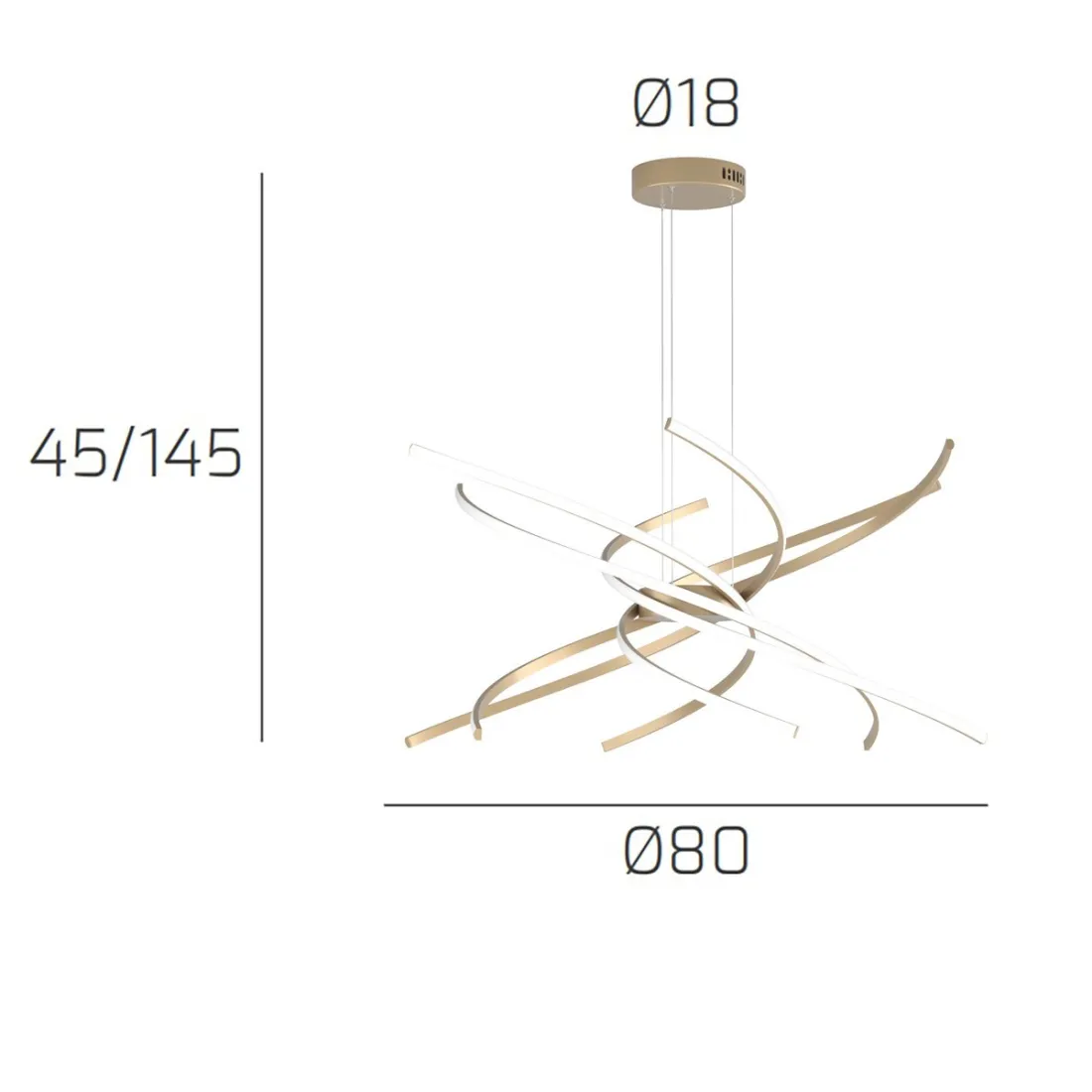 Top Light LED-Kronleuchter TORNADO 1163 S80 GOLD
