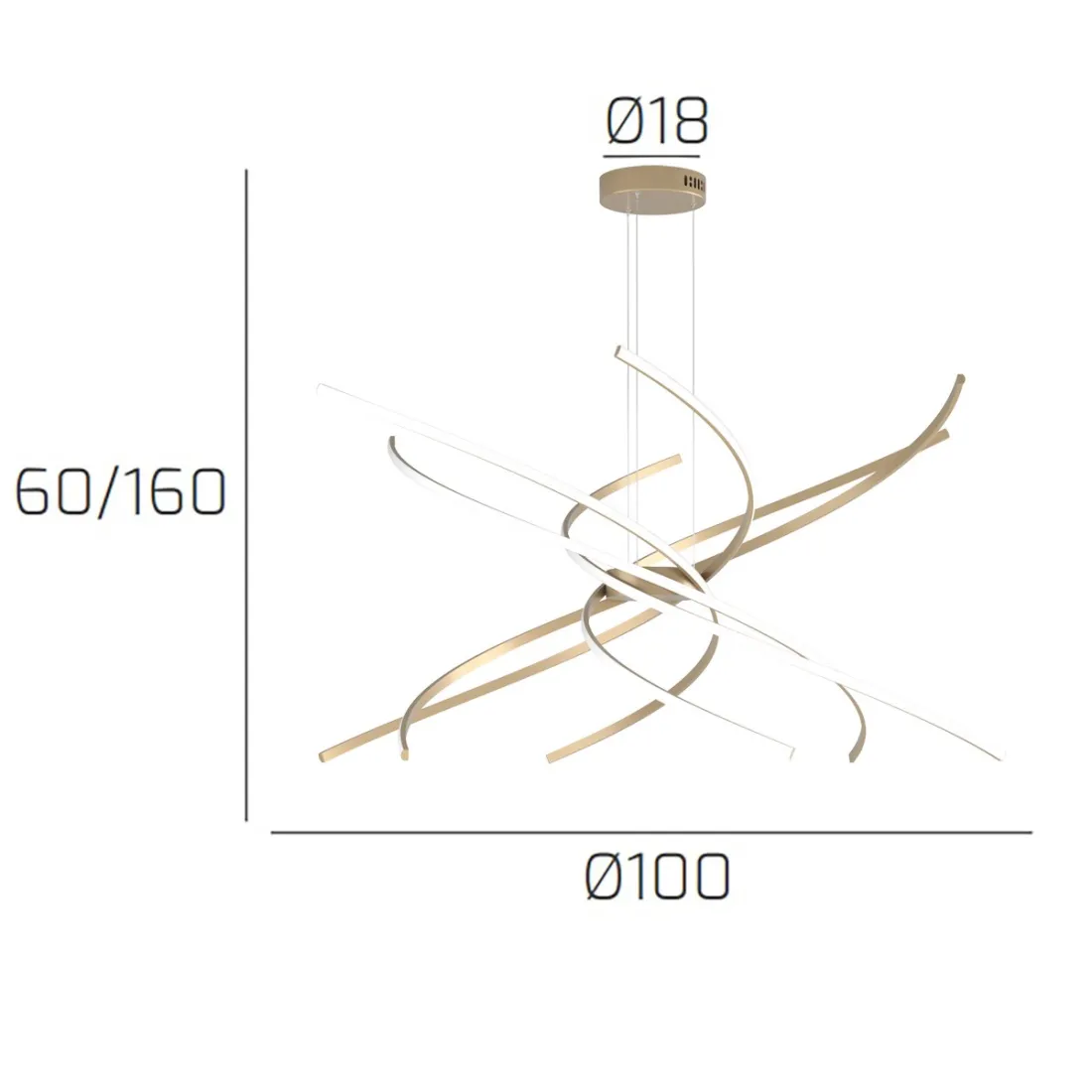 Lampadario led Top Light TORNADO 1163 S100 ORO