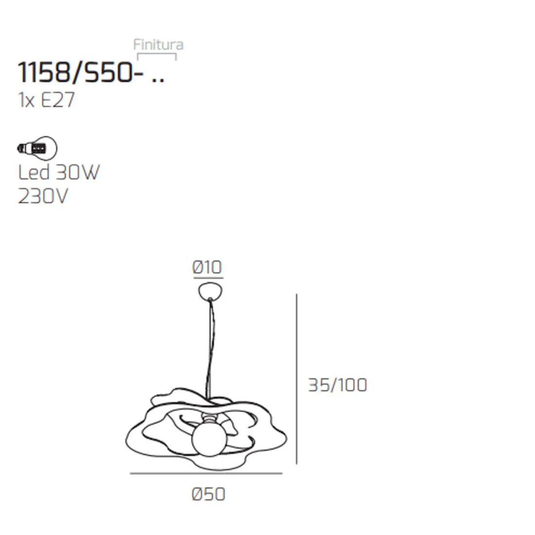 Sospensione RIPPLES 1158 S50 Top Light