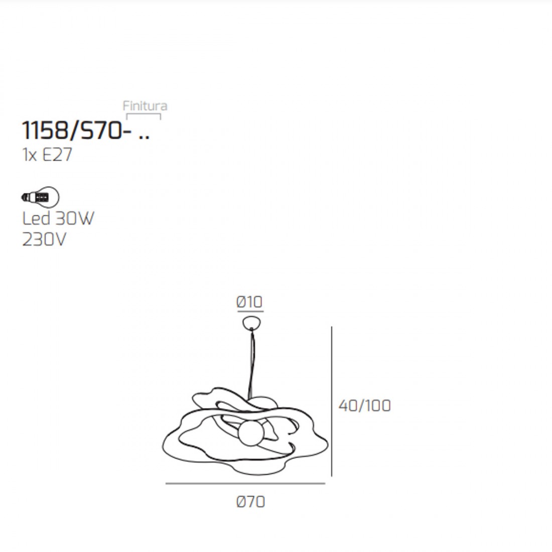 Sospensione RIPPLES 1158 S70 Top Light