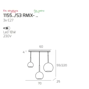 Moderner Kronleuchter Top Light FUTURE 1155CR S3 RMIX TC E27 LED