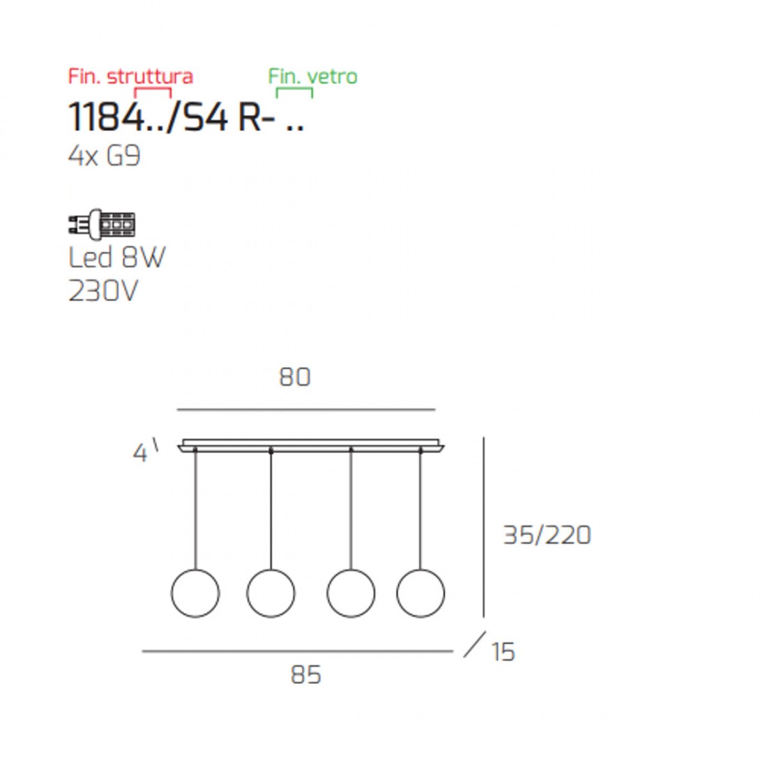 Sospensione ECLIPSE 1184 S4 Top Light