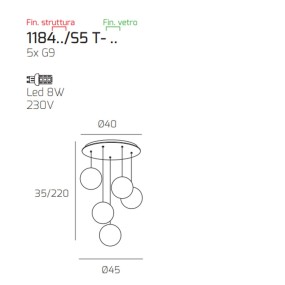 Moderne Deckenleuchte Top Light ECLIPSE 1184BI S5 T BF G9 LED