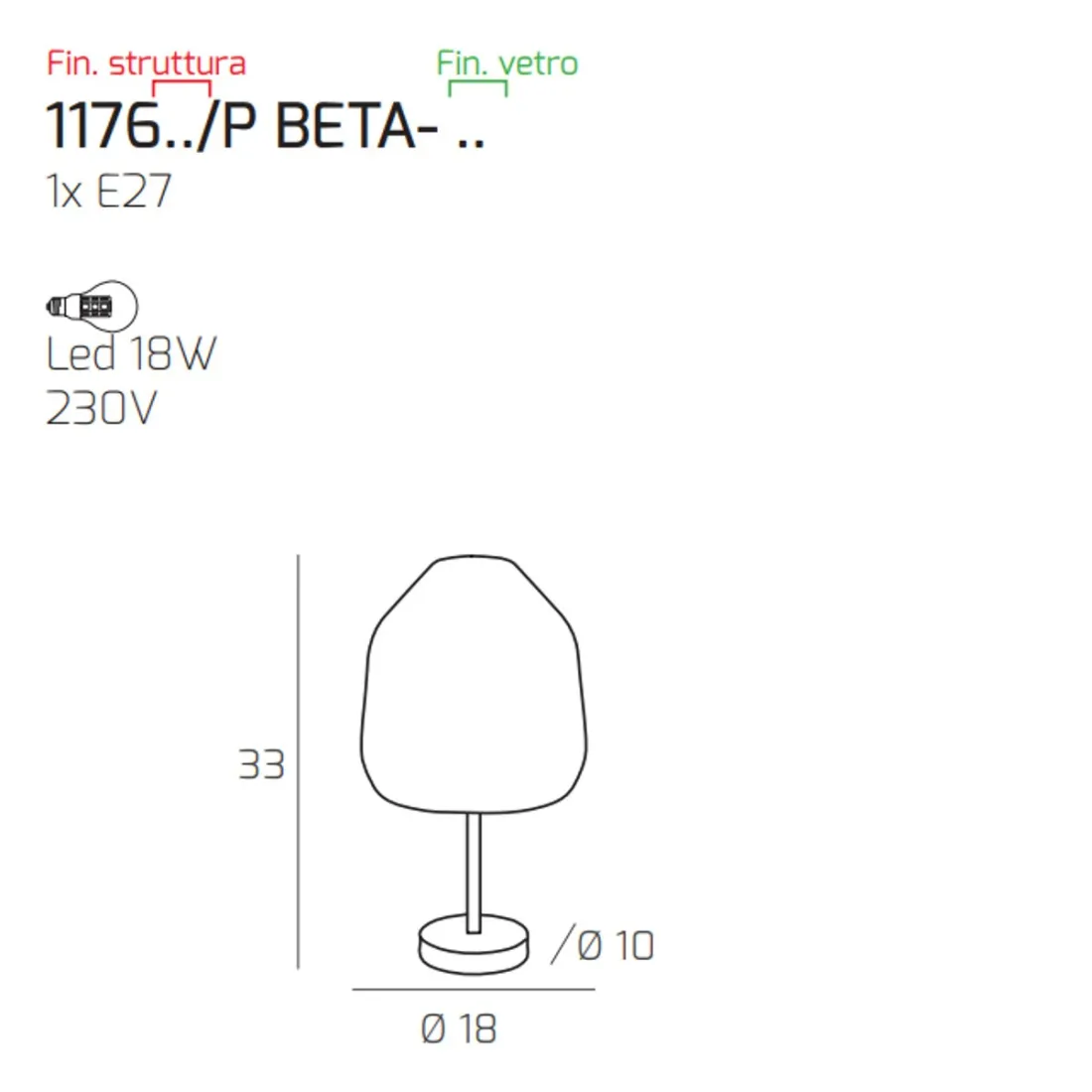 Moderne Abat-jour Top Light DOUBLE SKIN 1176BI P BETA BL E27 LED