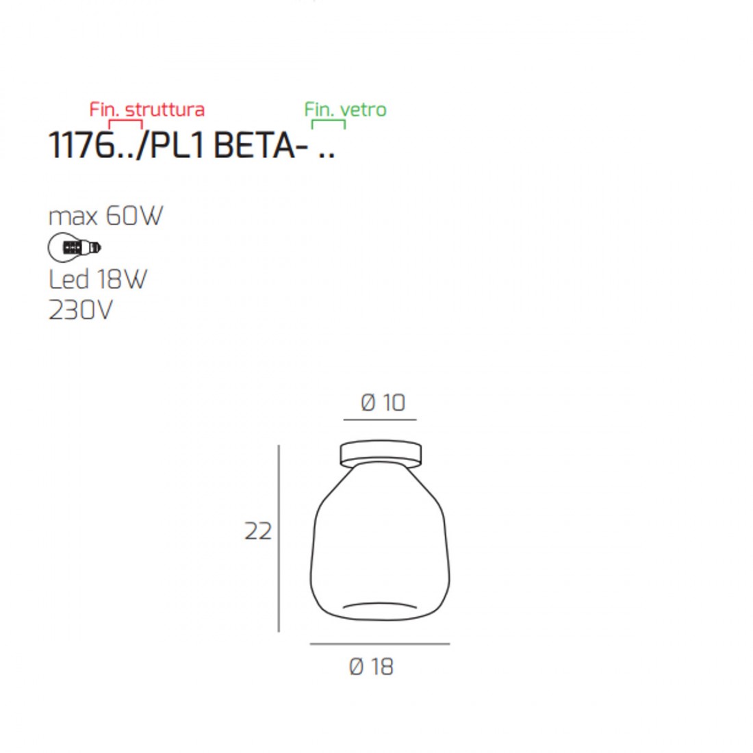 Plafoniera DOUBLE SKIN BETA PL1 Top Light