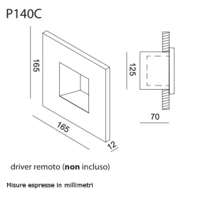 Applique incasso Toscot SQUARE P140 40° LED