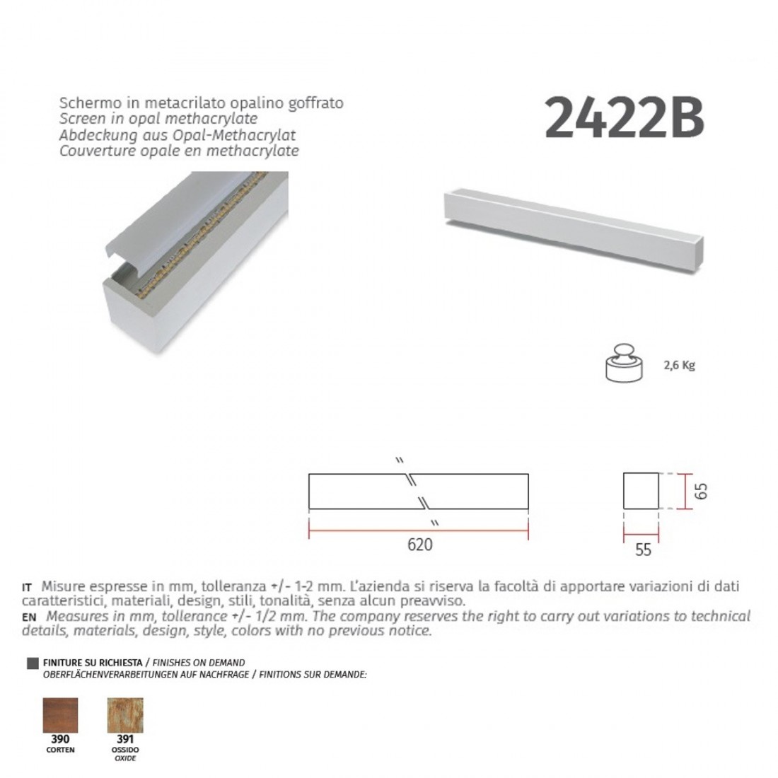 Notfallset Gips-Wandleuchte Belfiore 9010 BAIZE BIG 2422B.3045 LED