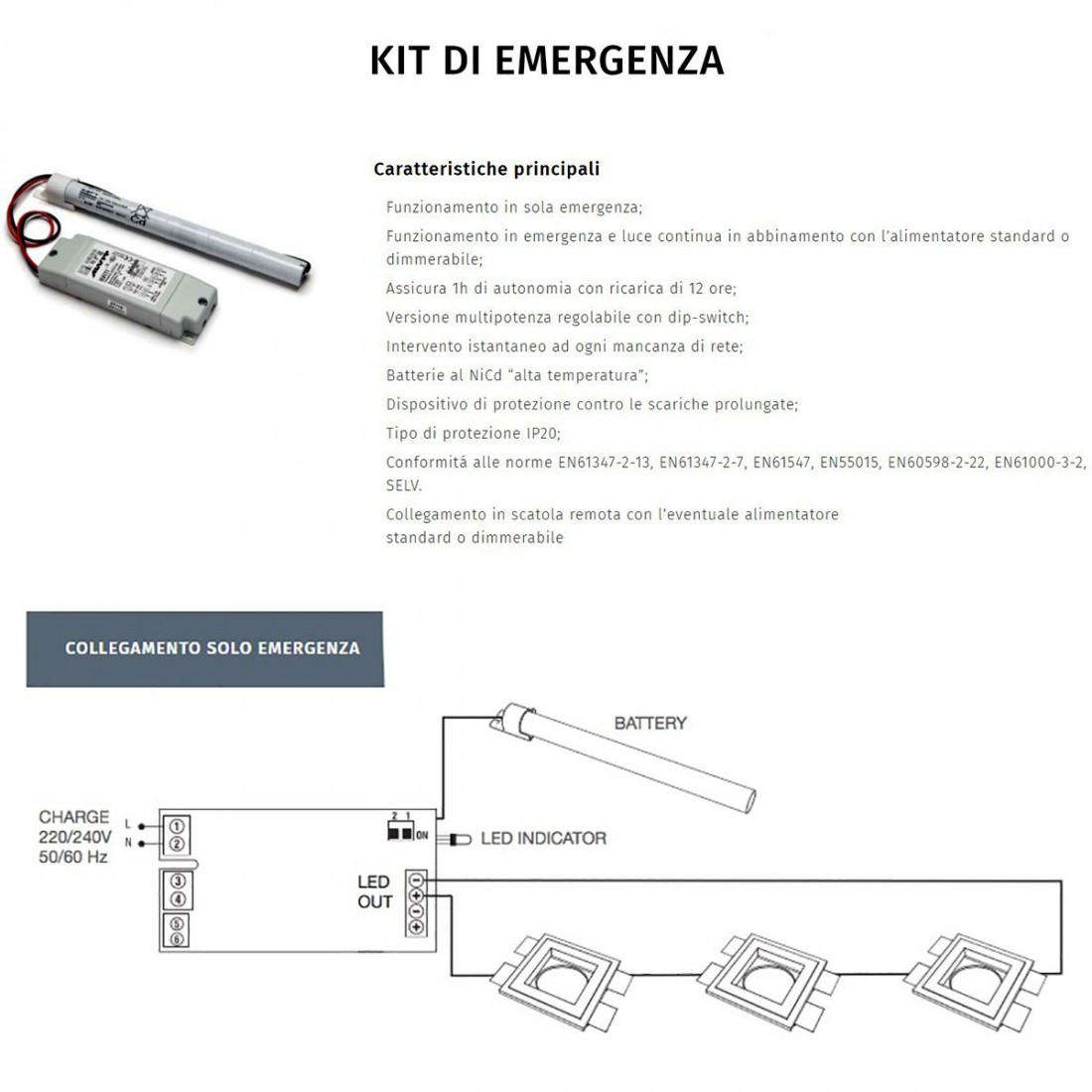 Kit de emergencia aplique de yeso Belfiore 9010 BAIZE 2423B.3045 LED