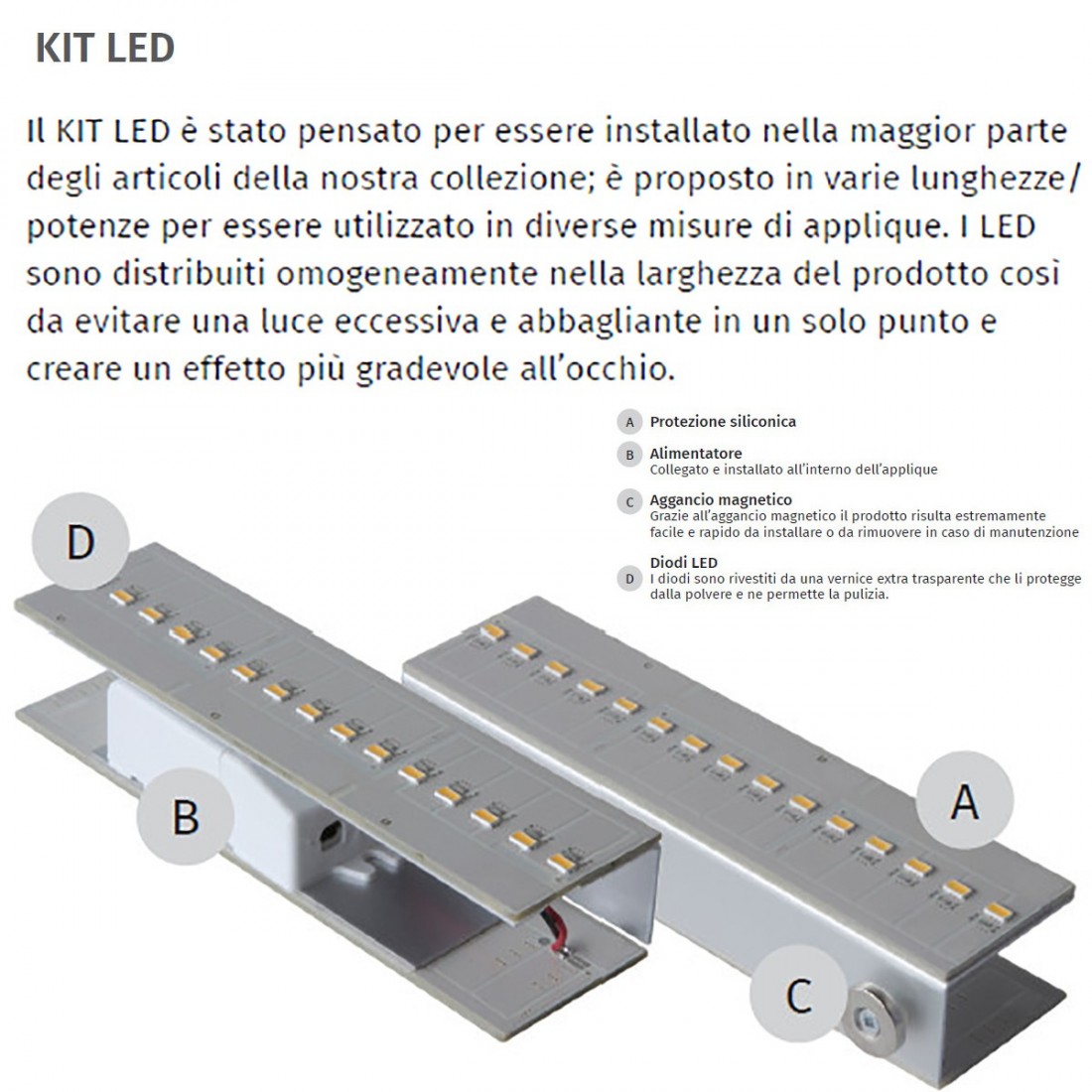 Applique gesso kit emergenza Belfiore 9010 MOKA 2516M 3045 LED