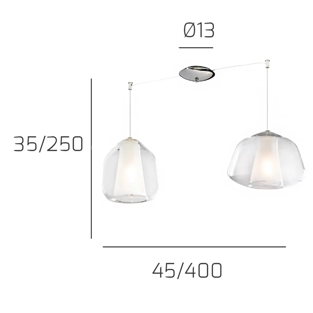 Lustre moderne Top Light DOUBLE PEAU 1176CR S2 S AB