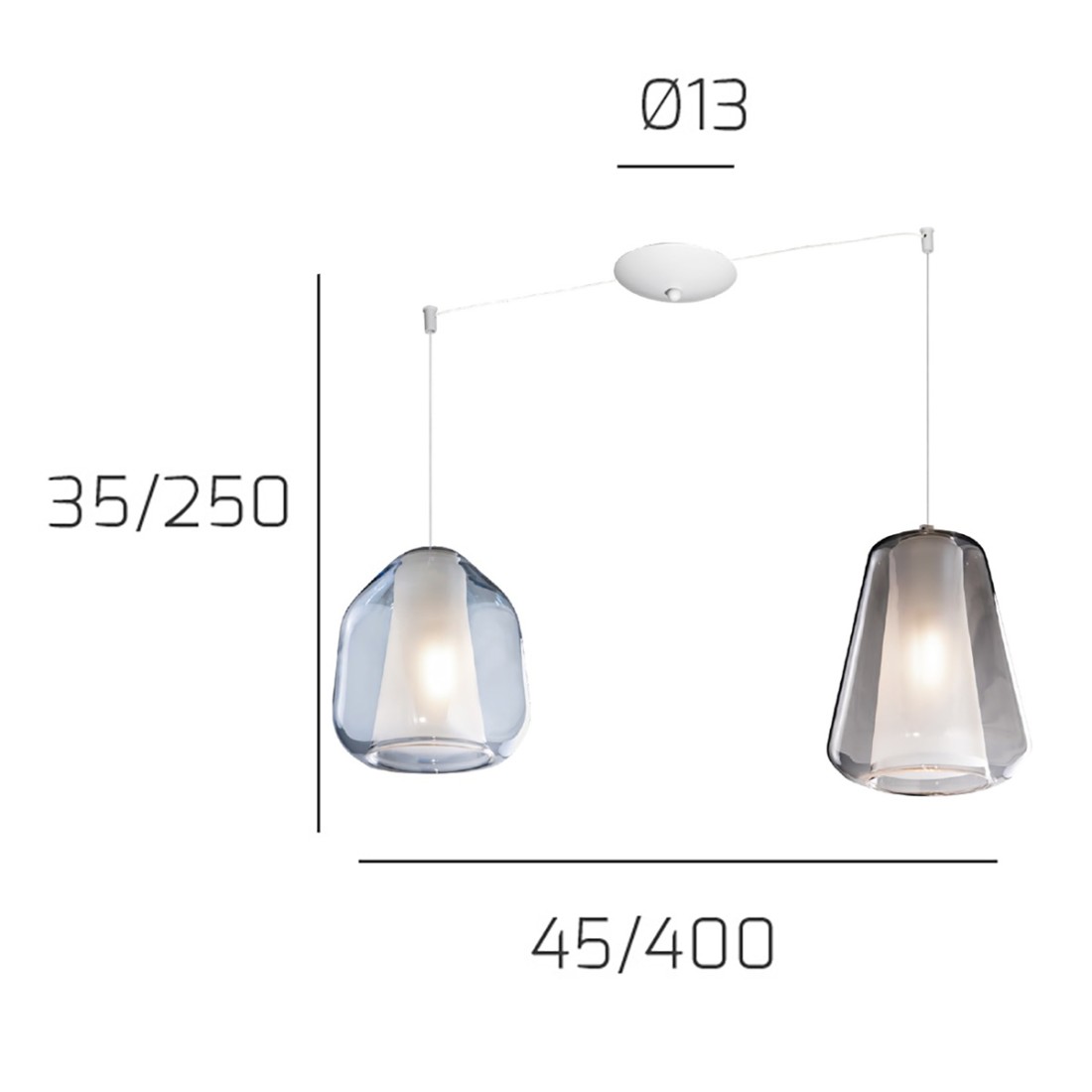 Lustre moderne Top Light DOUBLE PEAU 1176BI S2 S BG MC