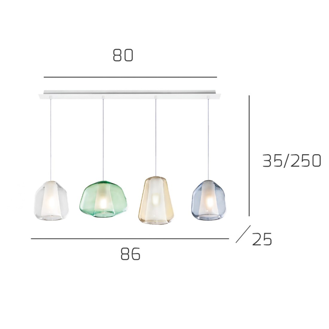 Lampadario moderno Top Light DOUBLE SKIN 1176BI S4 R ABG MC