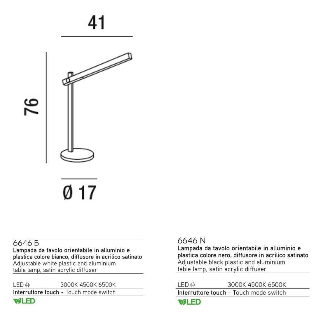 Abat-jour moderno Perenz RULER 6646 LED 5W 300LM, orientabile