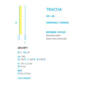 Moderne, gerade und flache lange Wandleuchte mit Stecker. LED.