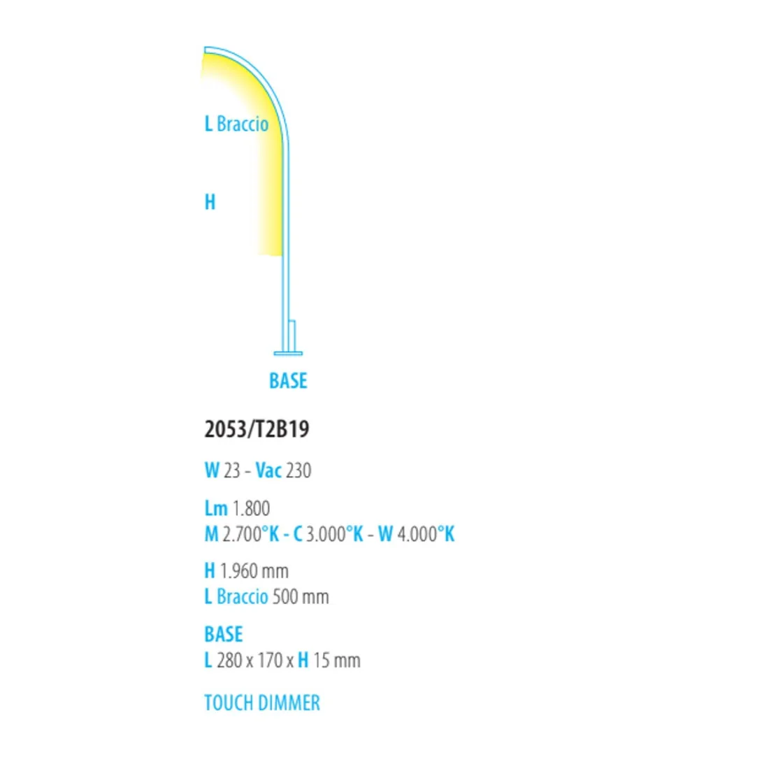 Lámpara de pie moderna Fratelli Braga TRACCIA 2053 T2 B19 10 LED
