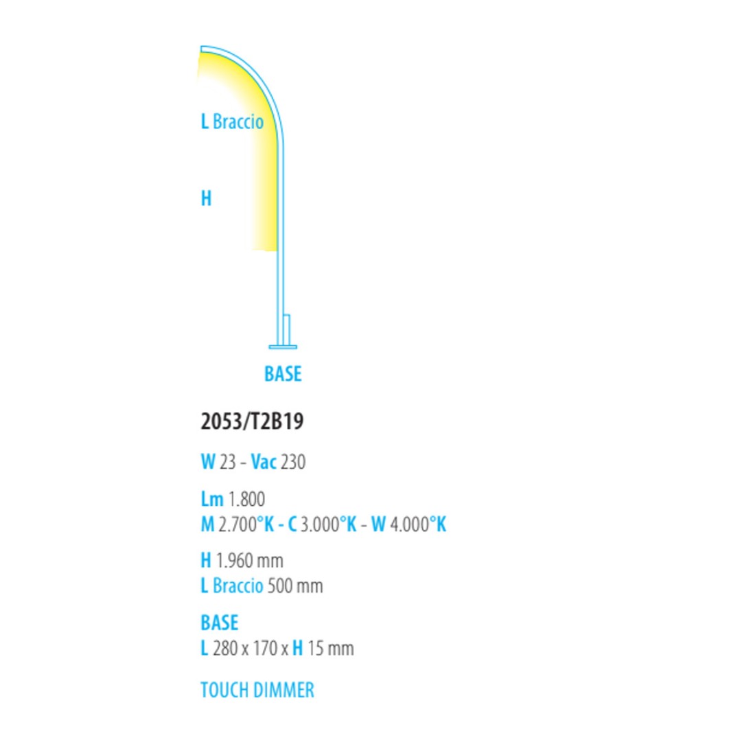 Piantana moderna Fratelli Braga TRACCIA 2053 T2 B19 10 LED