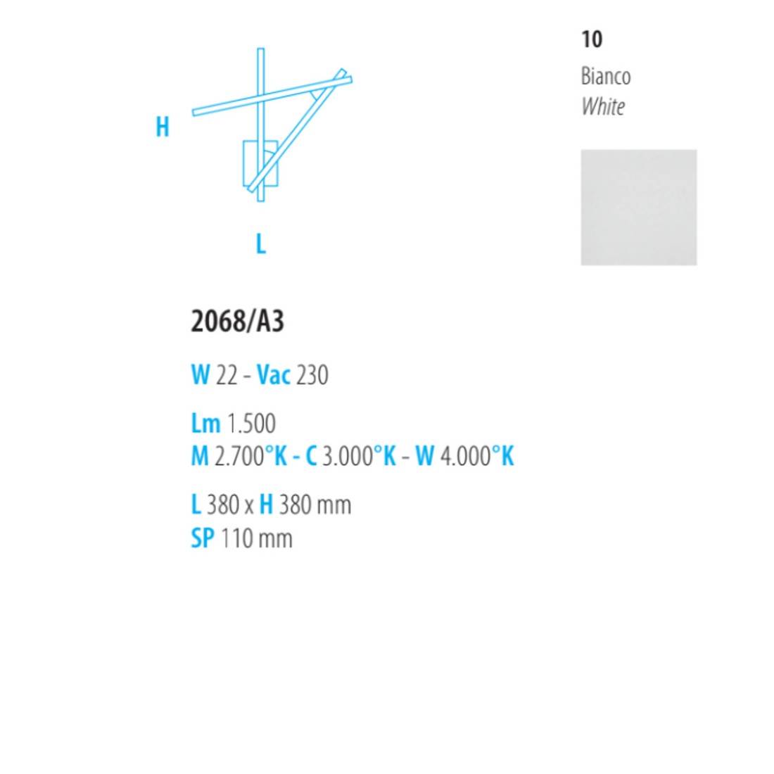 Moderne Fratelli Braga DIGIT 2068 A3 LED-Wandleuchte