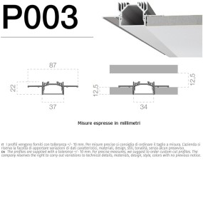 Perfil 9010 Belfiore AVIOR P003C empotrable alumite