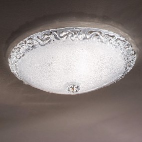 Plafoniera classica DUE P FROST 2699 PLG E27 LED vetro graniglia cristallo lampada soffitto