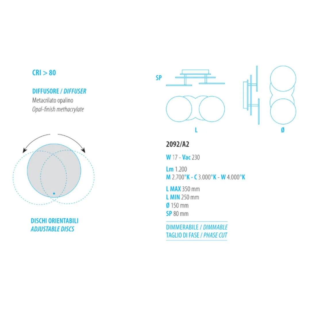 Applique murale LED orientable moderne en plastique blanc.