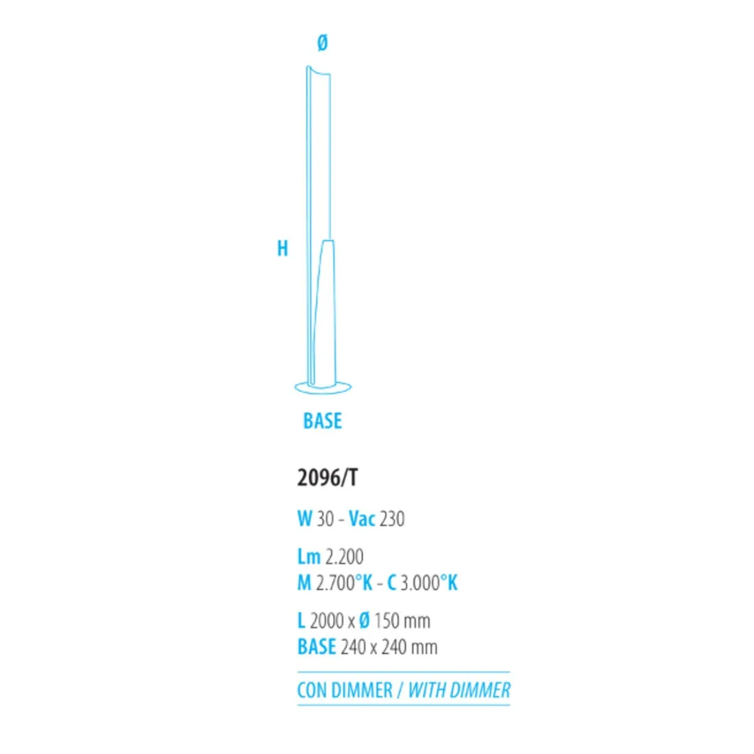 Lampadaire moderne Fratelli Braga REED 2096 T LED