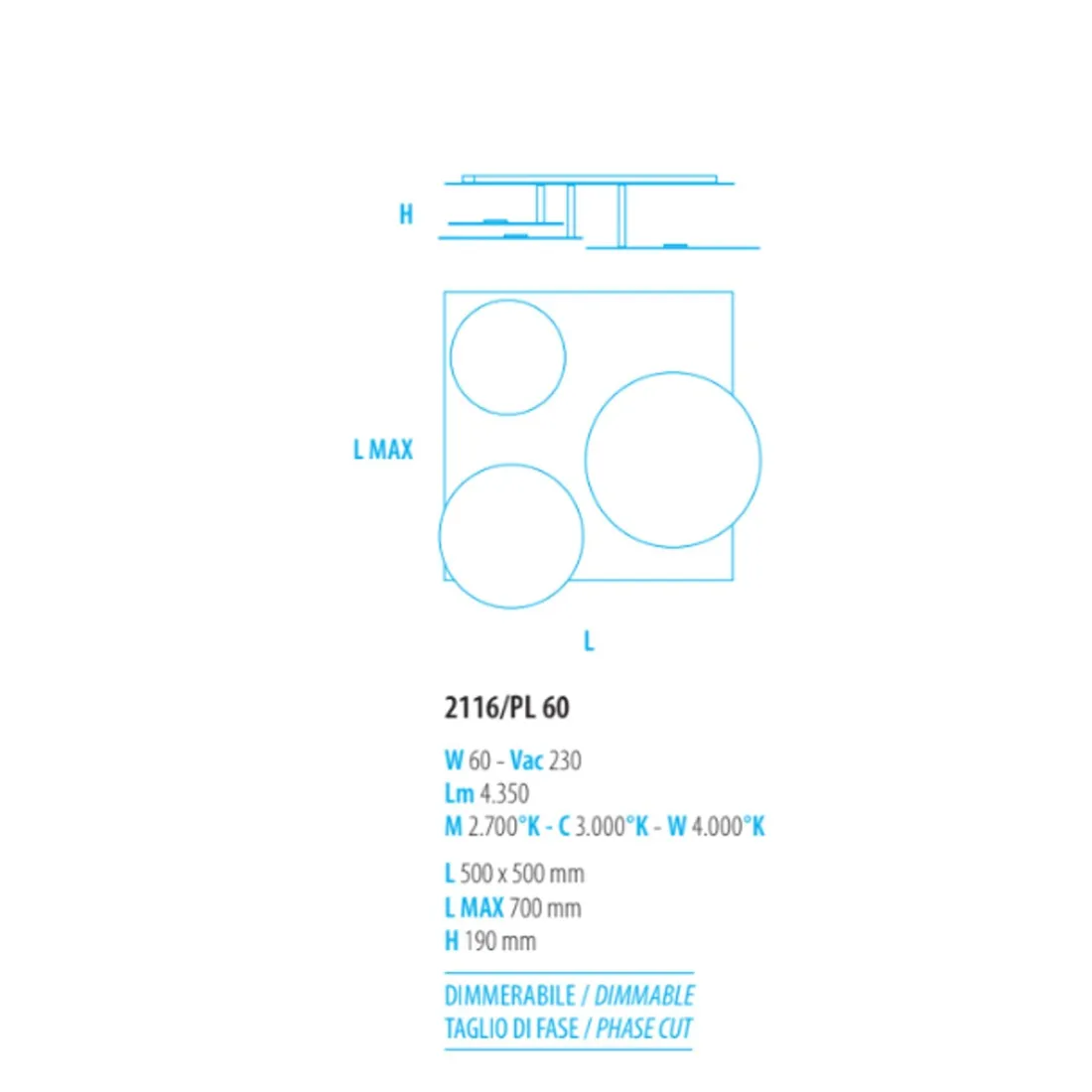 Plafoniera ROTARY 2116 PL60 Fratelli Braga