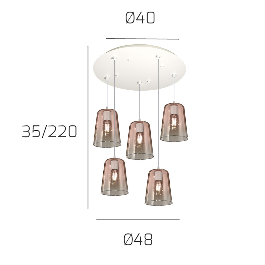 Oberlicht Kronleuchter Top Light 1164BI S5 T RA