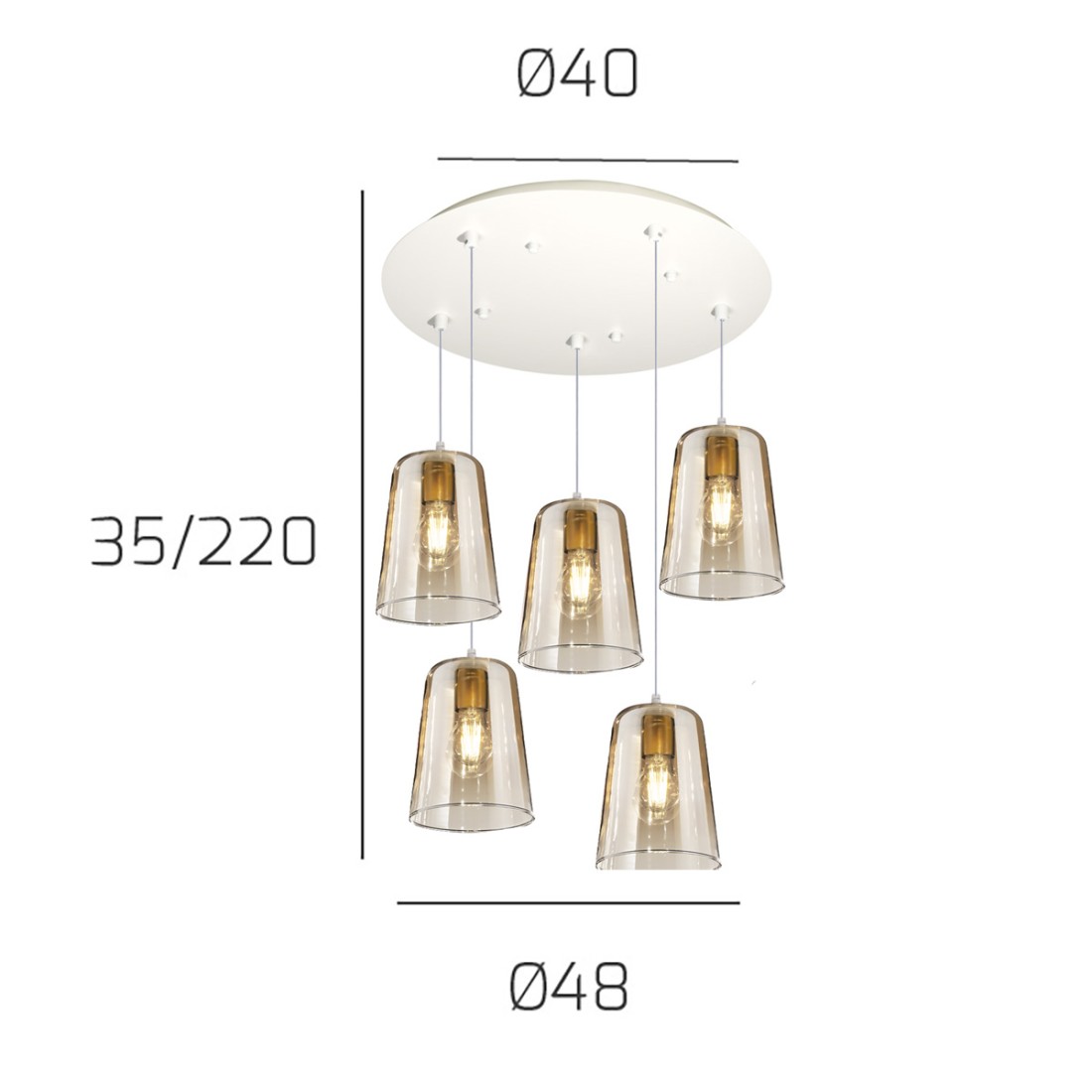 Lampadario Top Light SHADED 1164BI S5 T AM