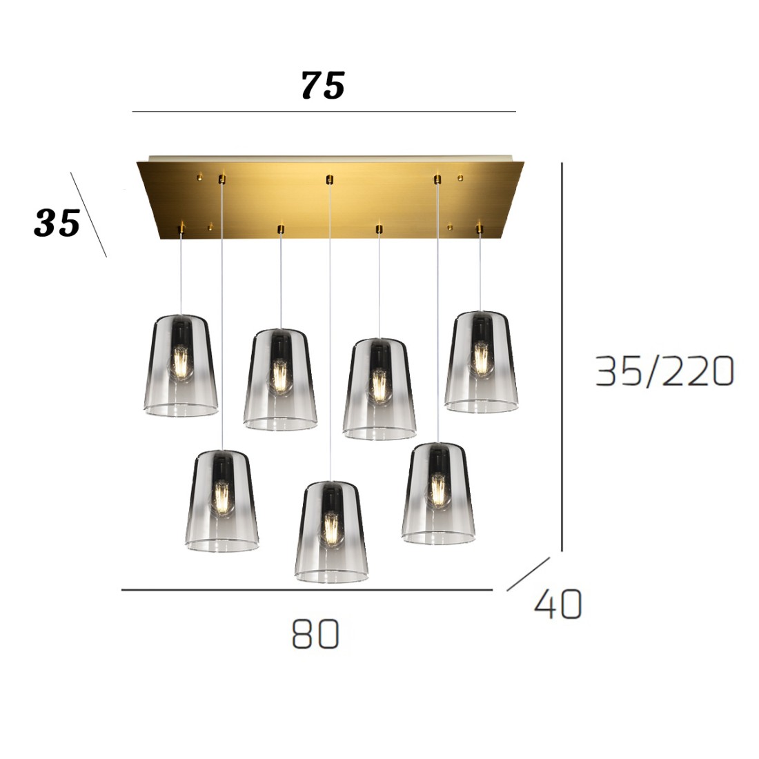 Lampadario classico Top Light SHADED 1164OS S7 R CR