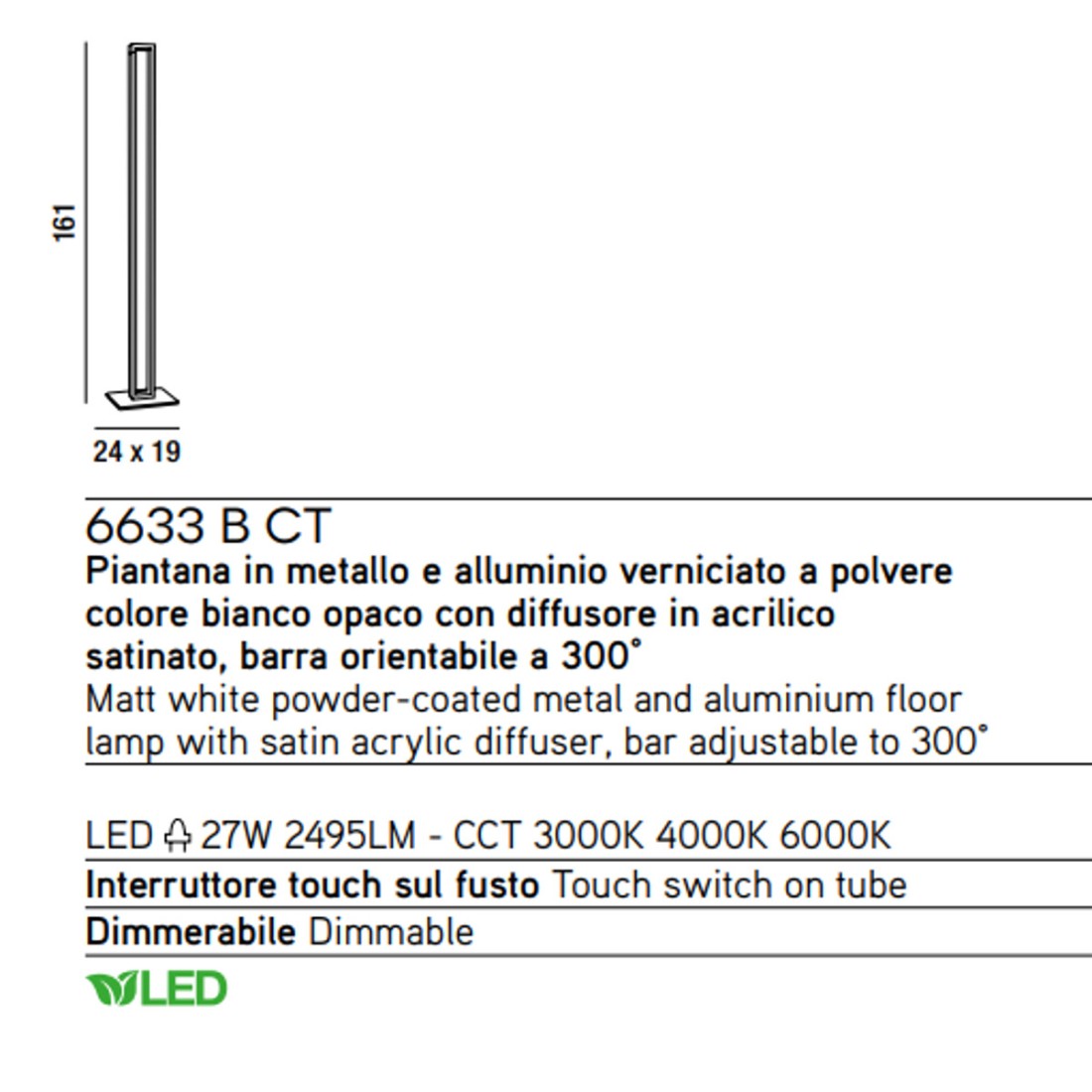 Perenz SWAY 6633 B LC Lampadaire LED moderne, orientable