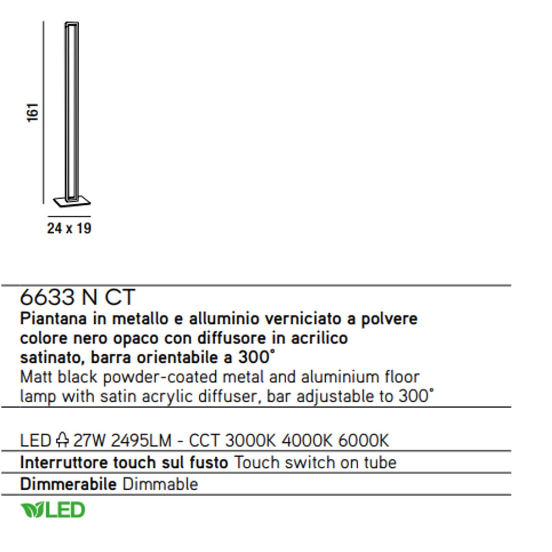 Perenz OPHELIA 6586 BLC piantana led design moderno