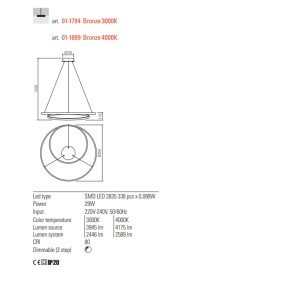 Classic Redo TORSION 1794 integrierter LED-Kronleuchter